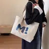 Bolsa de Lona para Mulheres, Grande Capacidade, Bolsa de Compras Resistente para Supermercado, Simples e Versátil, Novo Estilo 2026, Bolsa de Ombro Única
