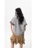 Camiseta Estilo Americano Color-Blocking Falsa Duas Peças Gola Redonda para Homens e Mulheres, Verão Solta Casual Cleanfit Versátil Manga Curta Ins Top