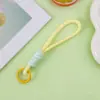 Lanyard para Teléfono Colorblock Correa de Muñeca Trenzada Gruesa Nudada Corta Llavero de Felpa Lanyard Anti-Pérdida Colgante