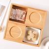 Caja de bambú estilo japonés para frutas secas, caja de embalaje simple de madera maciza para el hogar, caja con compartimentos para dulces y pasteles para restaurante de hot pot, venta al por mayor