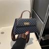 Bolso de mano con diseño de flores antiguas para mujer, estilo vintage de Hong Kong, bandolera de viaje, pequeño bolso cuadrado a cuadros, 2023