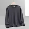 Camiseta de manga larga para hombre para otoño e invierno, marca de moda, corte holgado, engrosada, camiseta básica casual, sudadera estampada de cuello redondo para estudiantes jóvenes