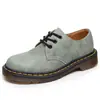 Sapatos Baixos de Couro com Padrão de Lona 1461 para Homens, Couro Genuíno, Estilo Britânico, Botas Curtas de Tamanho Grande, Bico Redondo, Unissex, Roupa Casual de Trabalho para Casais