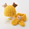 Conjunto de Gorro y Bufanda para Niños, Gorro de Lana para Bebés Niños y Niñas con Forro de Felpa, Cálido Gorro Tejido de Pullover para Niños Pequeños, Estilo Coreano Lindo