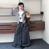 Traje para Niña Primavera y Otoño Sudadera con Capucha Rayada Chaqueta 2026 Ropa de Otoño Nueva para Niños Elegante Casual Traje de Cardigan con Solapa