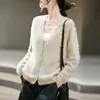 Chaqueta Cardigan de Punto para Mujer 2026 con Cuello en V, Cierre de Botones, Tejido Cepillado, Corte Holgado, Nuevo Estilo Otoño/Invierno