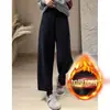 Pantalones Casuales Rectos de Lana para Mujer Talla Grande Estilo Otoño Chica Gordita mm Sueltos Adelgazantes Tipo Pera Pantalones Harem de Pierna Ancha