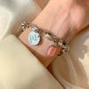 Pulsera de Letras de Marca Redonda Estilo Coreano Celebridad de Internet para Mujer Retro Dulce Cristal de Fresa Elegante Pulsera Moda Fresca Joyería ins