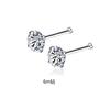 Pendientes de botón de plata pura S999 con cuentas redondas lisas, Pendientes de botón de plata con cuatro garras para el lóbulo de la oreja, Accesorios para piercing de oreja mini, Joyería de oreja delicada
