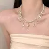 Collar de Borlas de Perlas Antiguas de Alta Gama para Mujer, Collar de Perlas, Colgante de Perlas, Cadena para Clavícula con Diseño de Nicho
