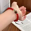 Pulsera de Ágata Roja al por Mayor de Una Pieza, Pulsera Retro de Cuentas de Jade Hetian Súper Blanco, Nuevo Estilo Chino Regalo para el Año Nuevo