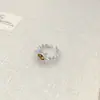 Retro Francés Nueva Moda Diseño de Nicho Starburst Aguja de Plata 925 Elegantes Pendientes Ligeros de Lujo Versátiles Anillo Abierto