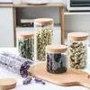 Pote de Chá de Vidro com Tampa, Tamanhos Grande e Pequeno, Recipiente Transparente para Armazenamento de Grãos e Alimentos