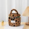 Nova Bolsa de Cosméticos de Pelúcia de Grande Capacidade de Alta Qualidade Portátil Bolsa de Higiene Estampa de Leopardo Bolsa de Armazenamento para Viagem para Cross-border