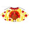 Capa de Acción de Gracias para Niños con Cordones, Disfraz de Fiesta Navideña, Venta al por Mayor de Fábrica, Capa para Niños con Patrón de Pavo