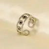 Acero Inoxidable 304 Anillo de Apertura de Aceite Gota de Sol Retro Francés Diseño Nicho para Mujer Joyería en stock