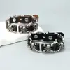 Pulsera de Cuero con Calavera Retro Europea y Americana para Hombre Pulsera de Aleación Punk Rock Personalidad Pulsera de PU de Moda Joyería