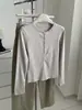 Elegante camiseta de manga comprida com gola Henry estilo coreano para mulheres, outono, elástica, slim fit, versátil, base que afina, estilo vintage
