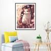 Pintura de Diamantes Punto de Cruz DIY Hecho a Mano Venta Caliente en Amazon Estilo Japonés Flor de Cerezo Rosa Gato Lindo Animal Sala de Estar