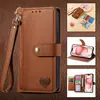 Distribución Transfronteriza Adecuada para Funda de Cuero para Teléfono Apple 18 Flip Cartera de Cuero Liso Samsung S26U con Forma de Corazón y Patrón de Lichi Protección