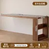 Escritorio Doble de Madera Maciza Mesa de Estudio para Adultos en Casa Mesa Larga para Dormitorio Armario de Almacenamiento Mesa de Ordenador Retráctil Integrada