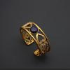 Pulsera europea y americana de lapislázuli antiguo abierta ajustable joyería oro mate industria pesada piedra incrustada Lady Saiya
