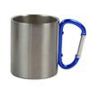 Taza para beber de acero inoxidable con mosquetón de transferencia de calor, taza para beber de doble capa antiquemaduras, taza de café con asa de mosquetón para exteriores