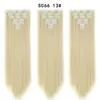 Extensões de Cabelo Europeias e Americanas Clip-In Conjunto de Sete Peças, Perucas Femininas de Comércio Exterior, 16 Peças de Cabelo Clip-In, Cabelo Longo Liso de Fibra de Alta Temperatura, Conjunto de Sete Peças de Extensões de Cabelo