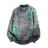 Suéter de punto con estampado de dibujos animados integral para hombres y parejas, cuello redondo, adecuado para estudiantes, otoño e invierno, venta al por mayor de fábrica transfronteriza