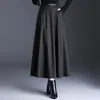 Saia Estilosa de Sarja Linha A para Mulheres, Novo Estilo Outono/Inverno 2026, Cintura Alta, Emagrecedora, Longa, Elegante, Versátil, Barra Larga