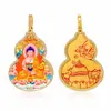 Pingente de Cabaceira Thangka Pintado à Mão com Incrustação de Ouro Estilo Xizang com Tara Verde Zaki Lhamo, Ornamento Pingente Decorativo