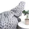 Manta de Tricô Grossa Feita à Mão Transfronteiriça, Manta de Tricô Outono e Inverno, Manta de Lã Personalizada, Manta de Fio Grosso para Aquecimento