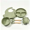 Set de Vajilla de Silicona Más Vendido Transfronterizo para Niños, Set de Alimentación de Ocho Piezas, Set de Entrenamiento para Comida de Bebé, Grado Alimenticio