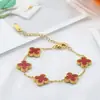 Bestseller transfronterizo pulsera de trébol de 13 mm en color oro de 18 quilates con nácar a doble cara, nuevo estilo de moda, pulsera versátil y elegante