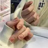Color de Rubor Sencillo, Manicura de Chica Tierna y Suave, Uñas Postizas Blanqueadoras Hechas a Mano Cortas, Uñas Terminadas para Usar