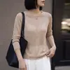 Nuevo Suéter de Punto Redondo Tencel Lino Otoño/Invierno 2026 Manga Larga Color Sólido Lentejuela Hueco
