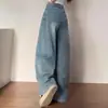 Jeans Azules Rectos Vintage para Mujer, Nuevo de Verano Talla Grande de Cintura Alta Holgados que Cubren la Cadera Fluidos de Pierna Ancha Largo Hasta el Suelo