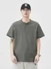Roupas Masculinas Fengshe / Camiseta Henley de Manga Curta 250g Estilo Americano, Camisa Henley Vintage de Algodão Puro com Caimento Solto para o Verão, Camiseta de Nicho