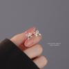 Brincos de Laço em Prata Pura S999 para Mulheres Prata de Lei Design Japonês e Coreano Nicho Piercing de Orelha Acessível Brincos de Luxo Brincos Simples