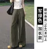 Calça de Linho Azul Escuro Yamamoto de Perna Larga Feminina Verão 2026 Fina de Cintura Alta Fluida Estilo Old Money Algodão Linho Casual Calça Reta