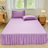 Comércio Exterior Transfronteiriço Saia de Cama Cor Lisa Peça Única Cobertura de Cama Protetor de Colchão Antiderrapante Cobertura de Cama Escovada Amiga da Pele com Saia para Cobrir Feios