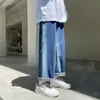 Jeans casuales vintage de color degradado para hombre, pantalones anchos de pierna recta sueltos de estilo urbano para hombre con degradado tie-dye