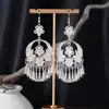 Pendientes Largos con Borlas de Imitación Plata Miao Estilo Étnico para Mujer, Mariposa Pavo Real Flor Pendientes Largos, Pendientes Estilo Bohemio para Fotografía de Viaje