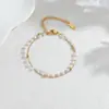Pulsera de Doble Capa con Cadena de Perlas de Nuevo Diseño de Nicho Transfronteriza Acero Inoxidable Lujo Ligero Exquisita Versátil Joyería de Mano al por Mayor