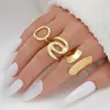 Anillo Abierto Geométrico Irregular de Arco Nuevo Europeo y Americano Transfronterizo Nicho Elegante Creativo para Dama Set de Mano 8 Piezas