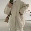 Patchwork de Lana de Cordero Ligero Acolchado de Diamantes Invierno 2026 Estilo Coreano Holgado Chaqueta Cálida de Algodón Estilo Coco Chanel Acolchado de Diamantes Abrigo de Algodón Mujer