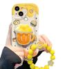 Adequado para capa de celular Apple 14promax iPhone15/13 gato de desenho animado fofo suporte de hambúrguer corrente 78p