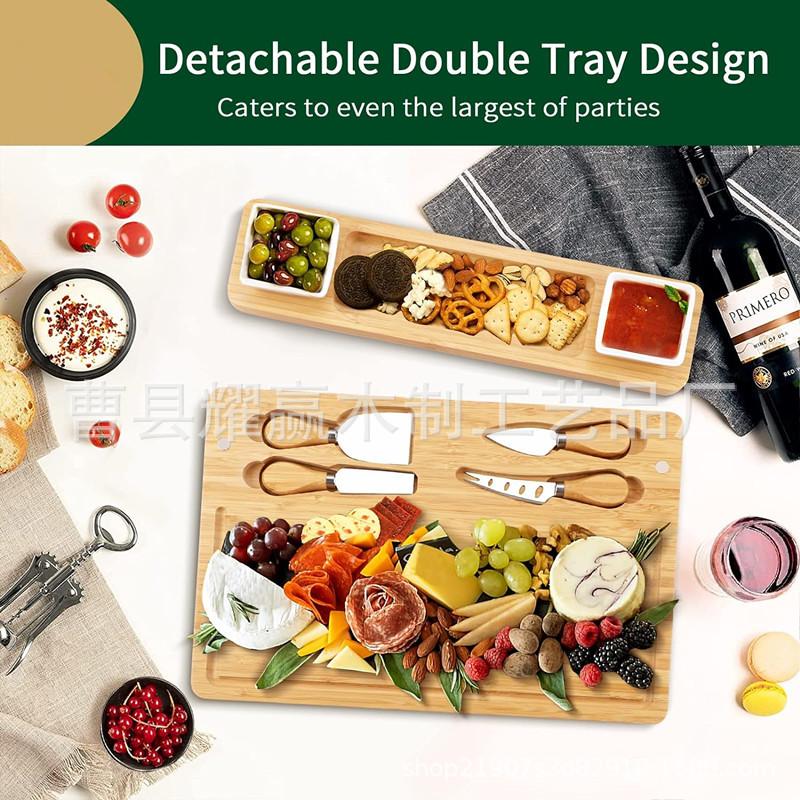 竹制砧板 家用菜板大号起司板 竹制芝士盘带刀具 熟食点心水果