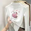 Camada base feminina forrada de fleece para outono e inverno, camiseta infantil de manga comprida escovada, gola alta, top quente para crianças mais velhas