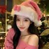 Atmósfera Navideña Sombrero Navideño Rosa de Peluche Vestido Festivo Accesorios para Fotos Tocado Sombrero Cálido de Otoño e Invierno para Mujer